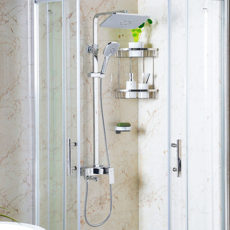 Danube Home Milano Zia Brass Rain Shower Column Complete Set, Chrome