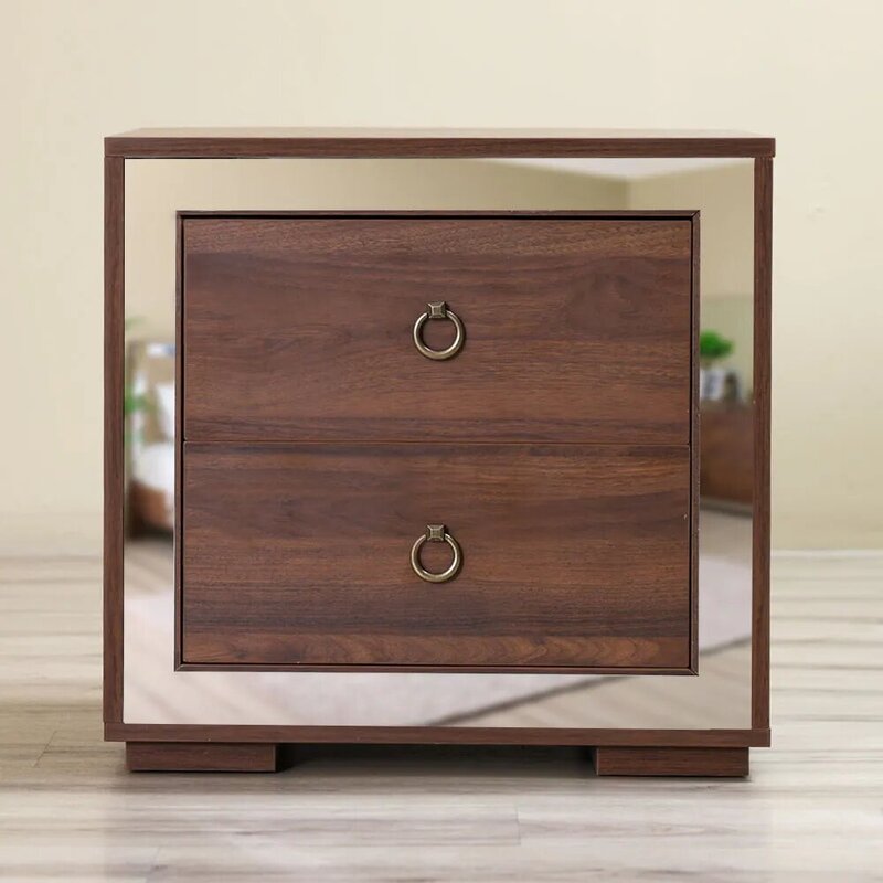 Danube Home Ezekiel Night Stand, Walnut/Mirror