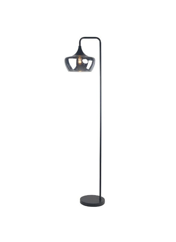 

Danube Home Bella Glass Floor Lamp, 30.5 x 30.5 x 161cm, Smoke/Black
