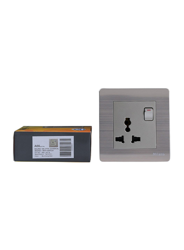 Danube Home Milano 16A Universal Switched Socket, Gold