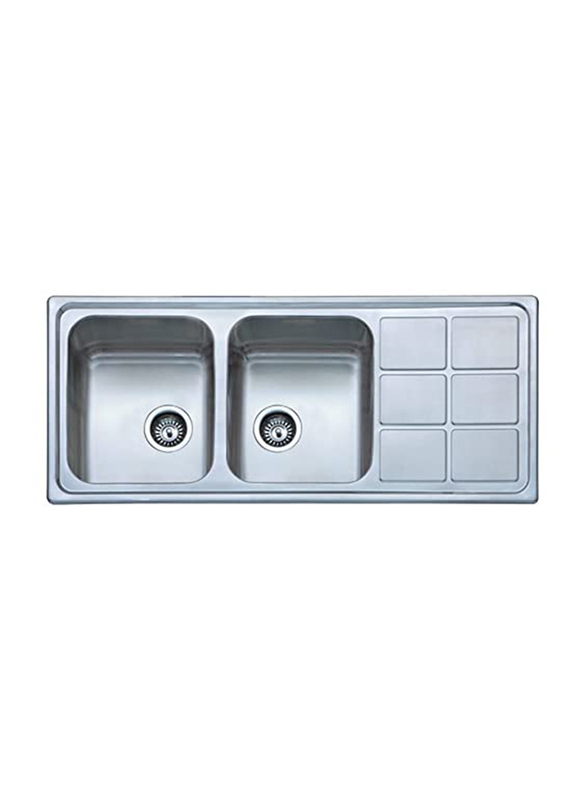Danube Home Milano Stainless Steel Kitchen Double Inset High Grade Sink, BL-894, Silver