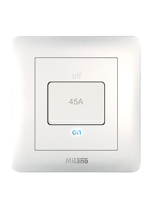 Milano 45A Double Pole (Dp) Switch With Led Indicator, White