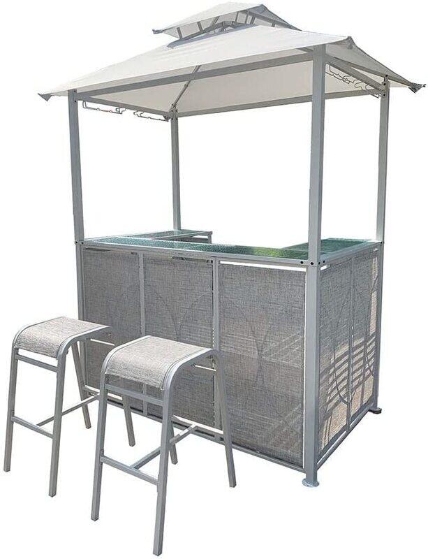 

Danube Home Kelly Gazebo Set with Seating, Grey