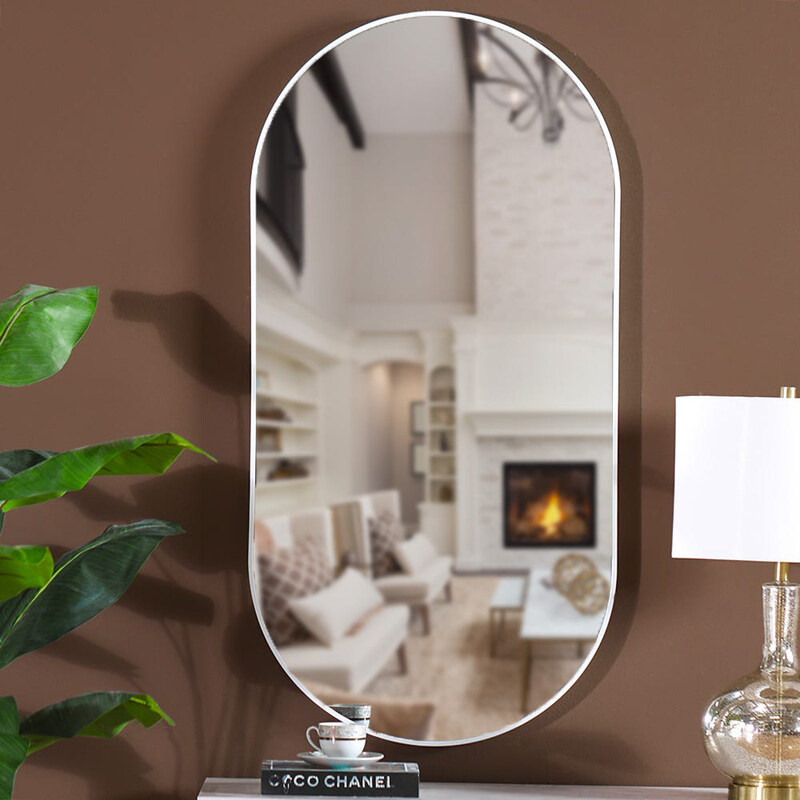 

Danube Home Petite Runway Wall Mounted Cylindrical Frame Mirror, White