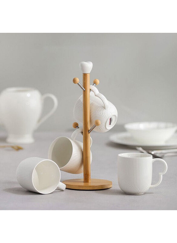 

Danube Home 5-Piece Princess Porcelain Bamboo Elegant Tea Set, White