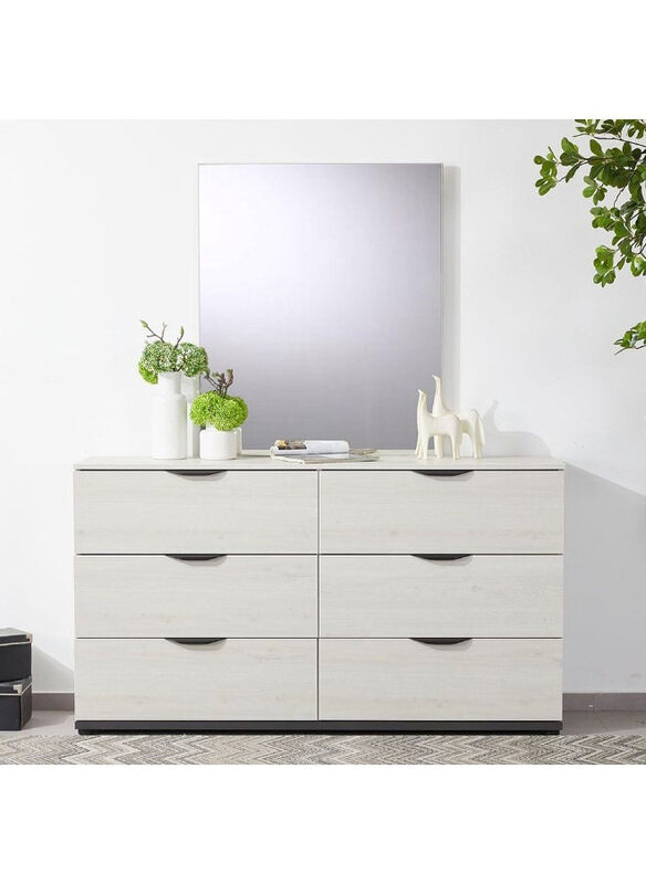 

Danube Home Pletora Dresser with Mirror Durable Vanity Table Dressing Makeup Desk with Storage Modern Design Bedroom Furniture, L 152 x W 39 x H 85cm,