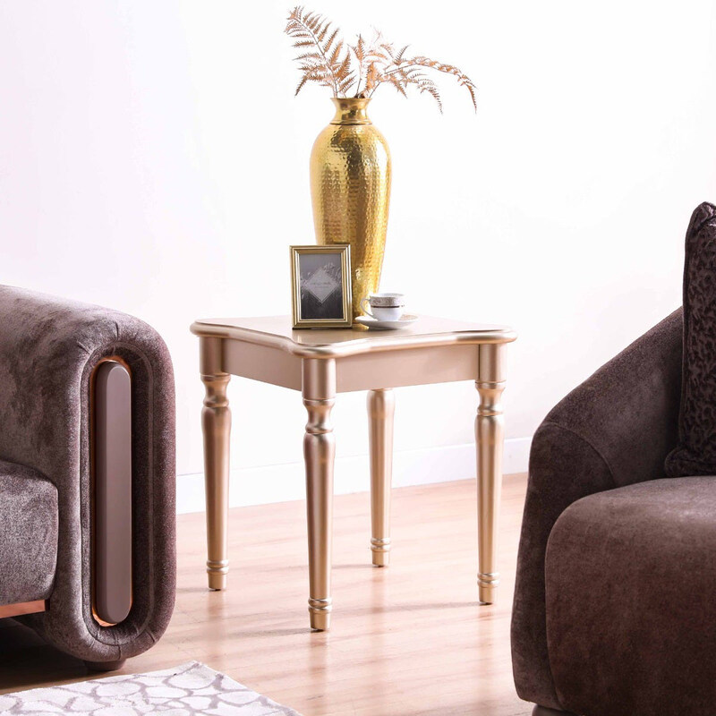 

Danube Home Space Saving Square Mercedez End Table, Champagne