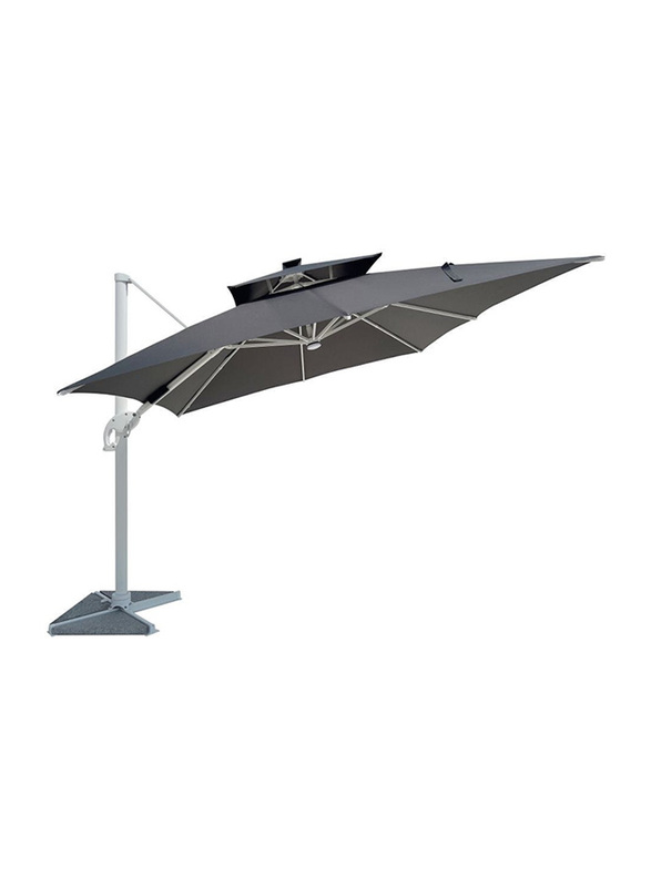 Danube Home Solarium Garden Umbrella with Base Cantilever Patio Parasol, Grey