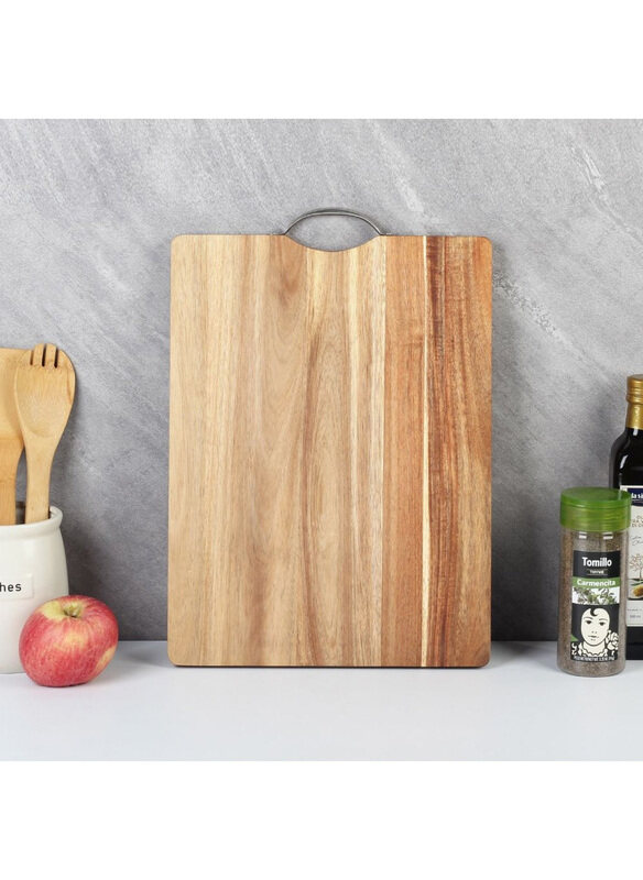 

Danube Home Loretta Acacia Wood Chopping Board With Iron Handle, Natural