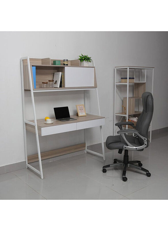 

Danube Home Mineo Study Desk with 2 Drawer & Sliding Door, White