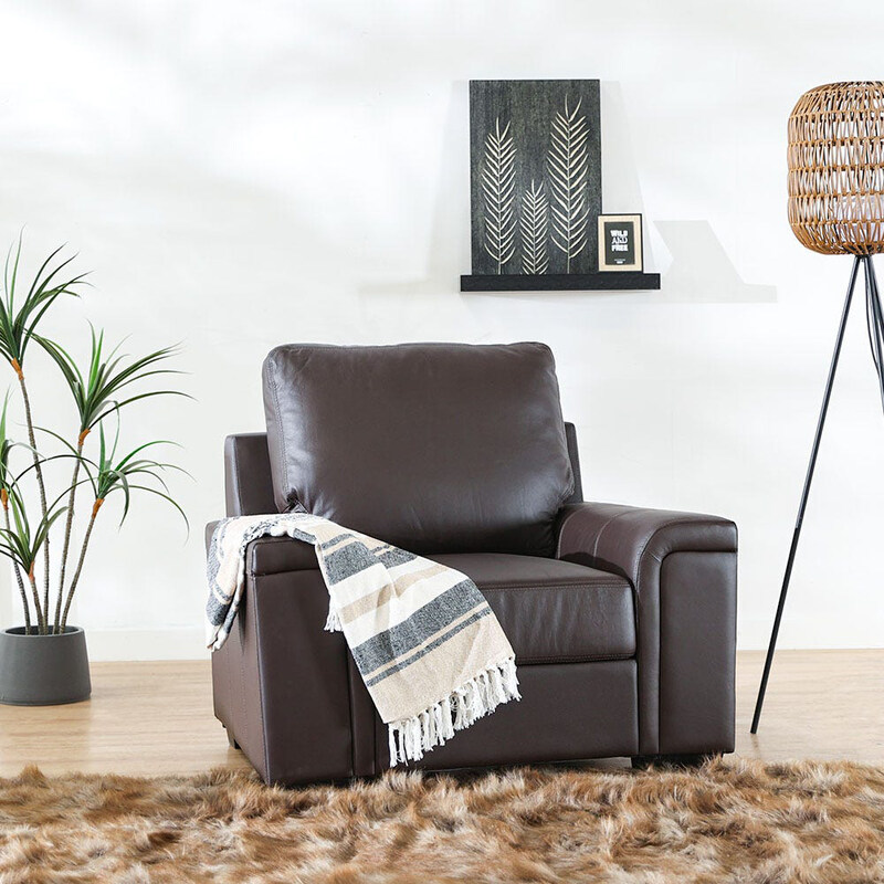 

Danube Home Vegas 1 Seater Fabric Sofa, Brown