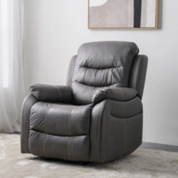 Danube Home Adric Air Leather Manual 1 Seater Recliner, Dark Grey