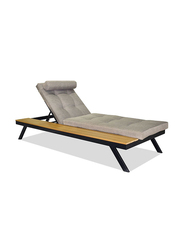 Danube Home Sunny Single Seater Sun Bed Lounger with Side Table, Beige