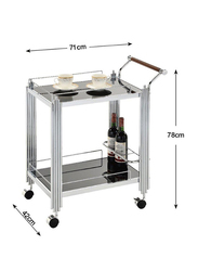 Danube Home 2-Tier Naill Kitchen Dining Serving Trolley, Silver