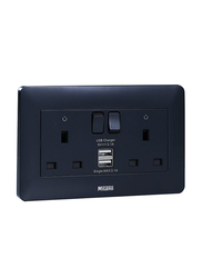 Milano 13A Dual Switched Socket With Usb Charger, Black