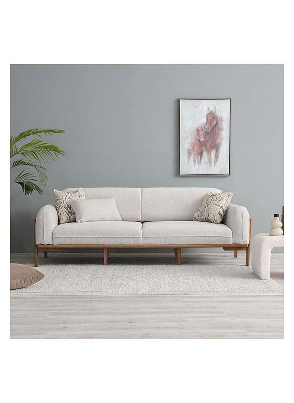 

Danube Home Oslo 3-Seater Fabric Sofa Modern Design Sofas, Beige