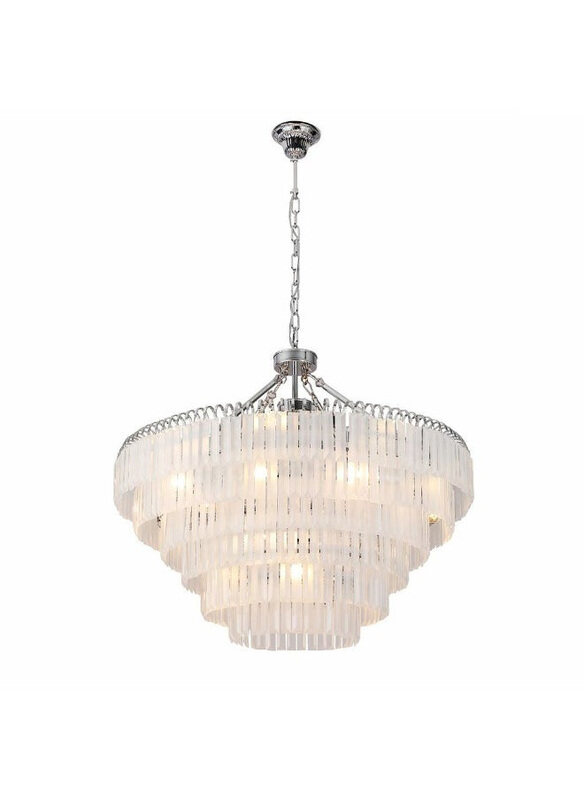 

Danube Home Kara Chandelier, Metal Plated Plus Glass, D80 x H 68 x H 120, White/Chrome