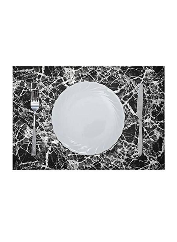 

Danube Home Glamour Pu Leather Placemat, Black/Silver