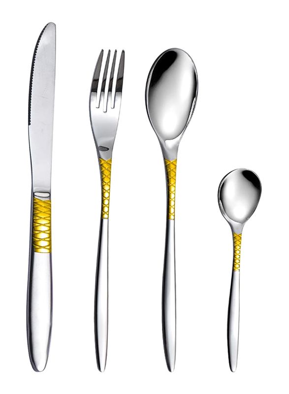 Danube Home 32-Piece Tennessee Stainless Steel 201 Cutlery Set, Gold