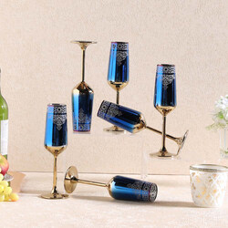 Danube Home 195ml 6-Piece Allegra Premium Champagne Glass Set, Blue