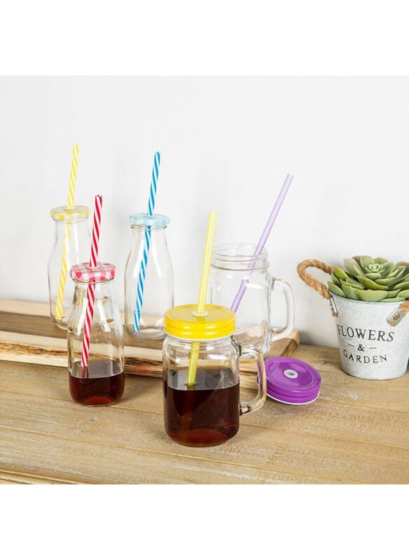 

Danube Home 4-Piece 450ml Danube Essential Glass Jar Set with Metal Lid, Clear