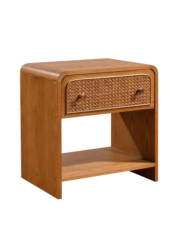 

Danube Home Rita Multifunctional Bedside Table, Oak/Rattan