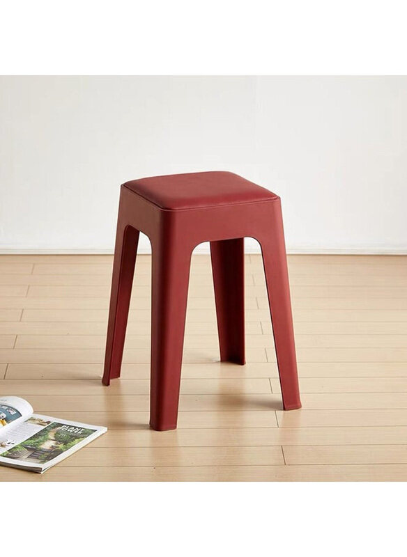 

Danube Home Hatem Stool Light Weight Single Backless Chair PP+PU Cushion Material Modern Design 1 Seater Chair, Maroon