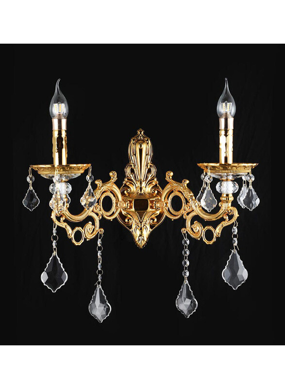 

Danube Home Bushra Candle Wb Chandelier with 2 Bulb Holders, Gold