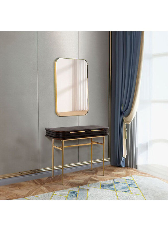 

Danube Home Marcelle Console Table with Mirror, Espresso/Gold