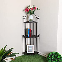Danube Home 3-T Metal Corner Rack, Black