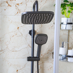 Danube Home Milano Enzo Bath Shower with Rod & Rain Shower Complete Set, Grey