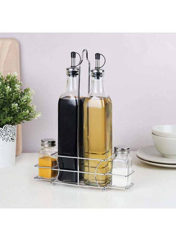

Danube Home 4-Piece Adrian Glass Condiment Jar Set, Clear