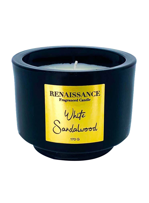 Danube Home White Sandalwood Renaissance Scented Candle, 170g, Black