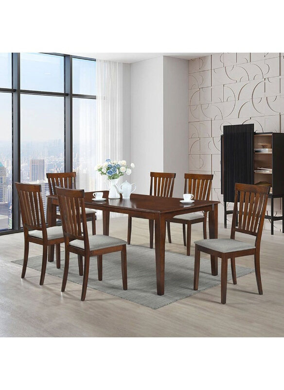 

Danube Home Wallace Dining Chair with Fabric Upholstery Sturdy, 2 Pieces, Walnut/Grey