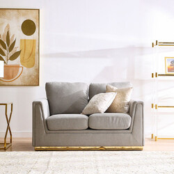 Danube Home Lexus 2 Seater Fabric Sofa Set with Plastic Leg, Light Grey