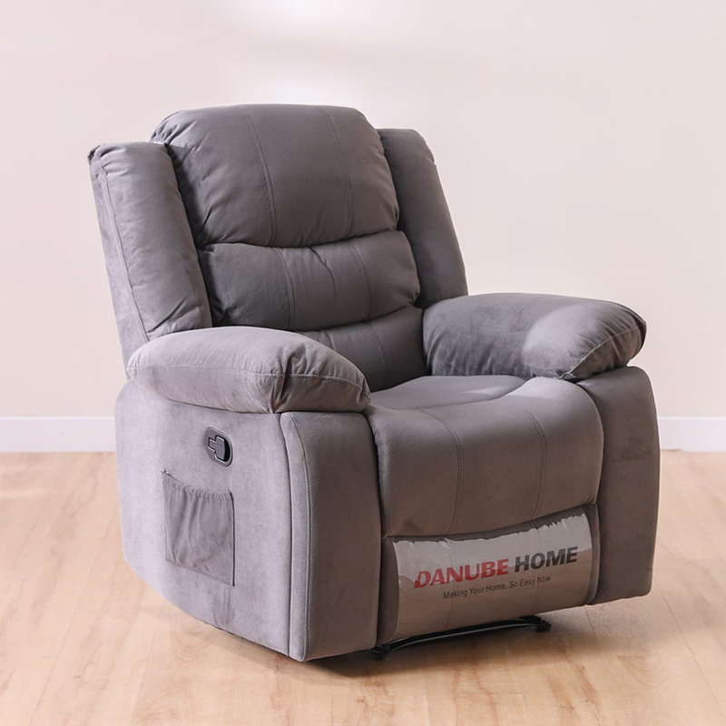 Danube Home Mina 1 Seater Manual Fabric Recliner With Cupholder & Pockets, Dark Grey