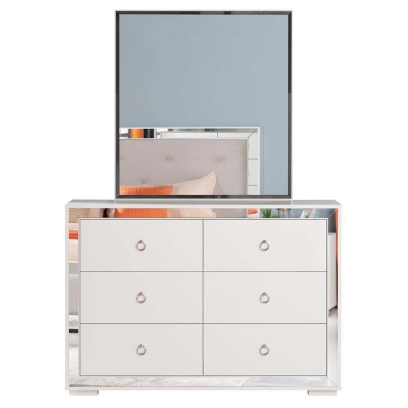 Danube Home Ezekiel Dresser With Mirror, White/Silver