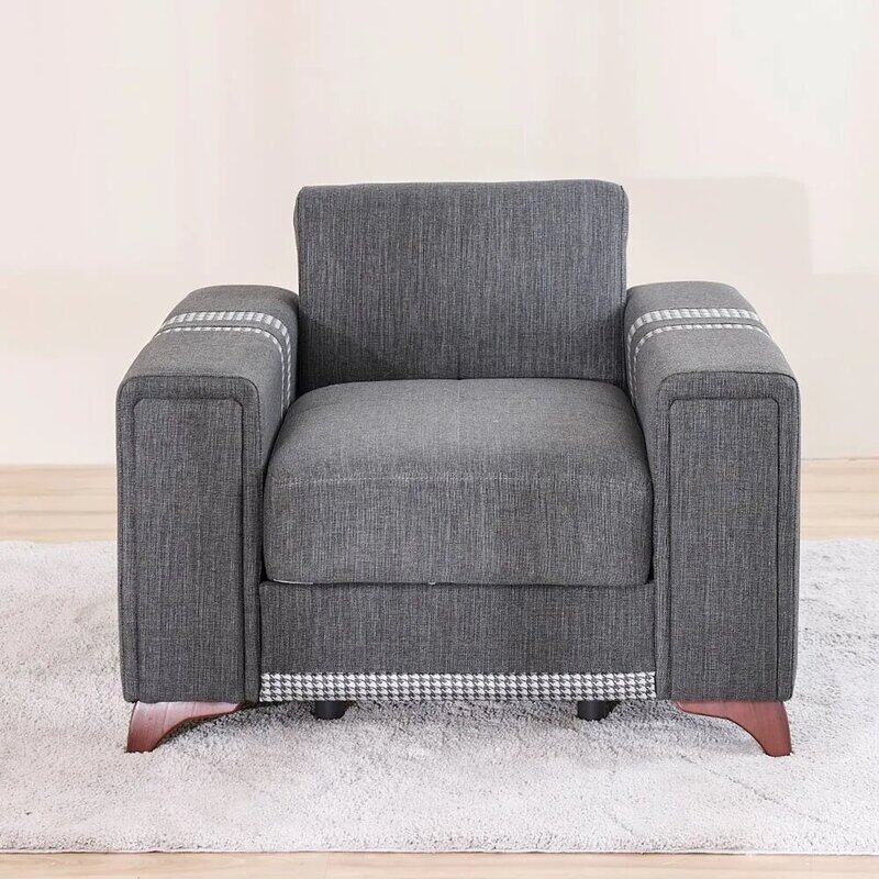 Danube Home Kristel Print Fabric Sofa, Single Seater, Dark Grey