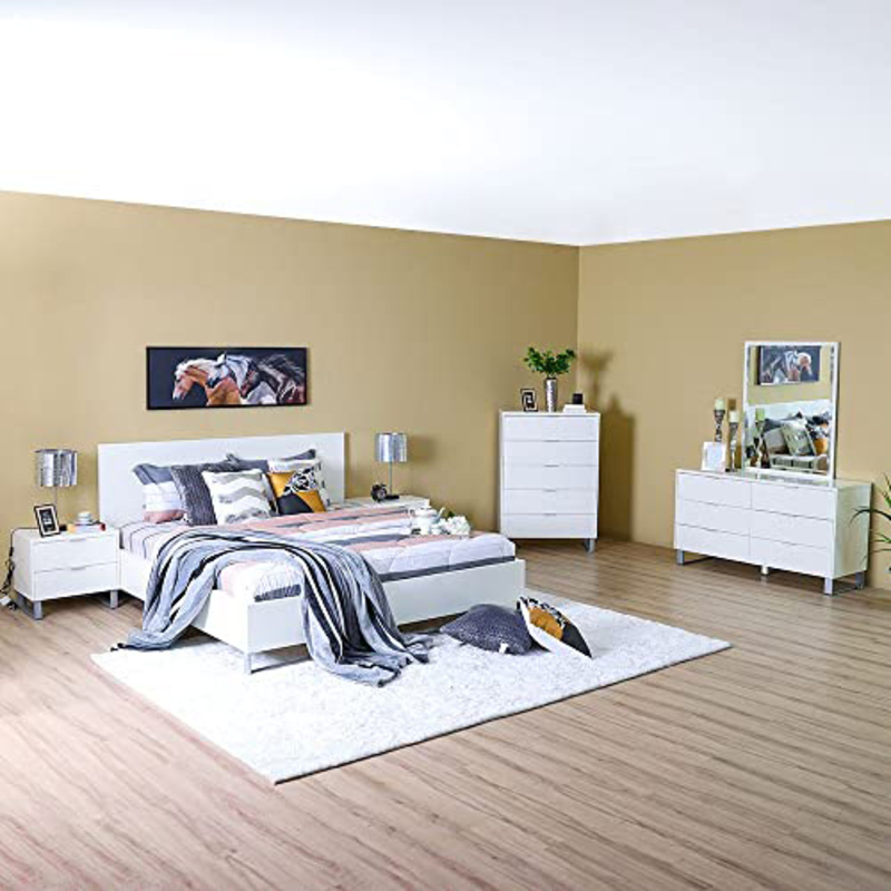 Danube Home Lolita King Bed, Glosy White