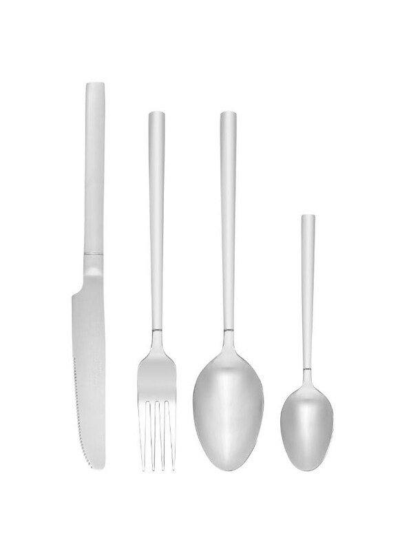 

Danube Home 24-Piece Fissman Cutlery Eliz Series Premium Stainless Steel Flatware Set, Silver