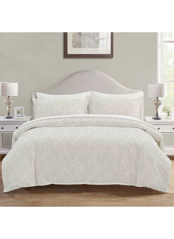 

Danube Home 6-Piece Mystique 100 % Cotton Breathable Bedding Sheet And Pillow Cases Comforter Set For Bedroom, King, White