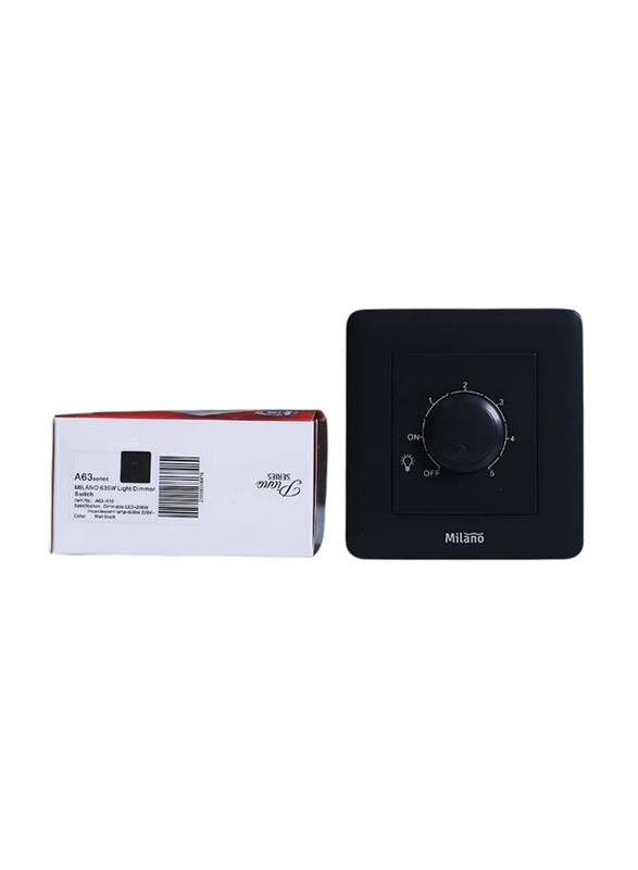 

Danube Home Milano Light Dimmer Sockets Outlets with 5 Level Electrical Switches, 630W, Black