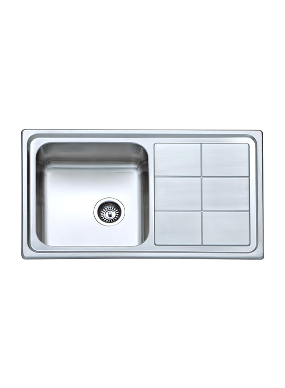 Danube Home Milano Stainless Steel Kitchen Sink with High Grade Inset Single Bowl & Single Drainer, Chrome