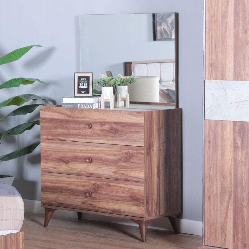 

Danube Home Ruby Dresser with Mirror, Walnut/Smokey Grey