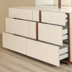 Danube Home Maybell Dresser with Mirror, White Maple/Walnut Brown