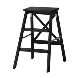 Danube Home Albany 3 Step Bamboo Wood Stool, Black