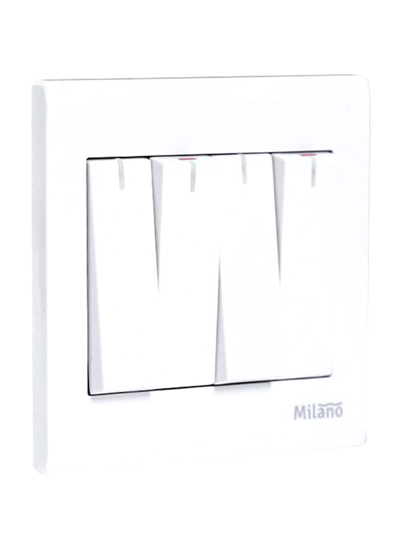 Danube Home Milano 10A 4 Gang 1 Way Switch, White