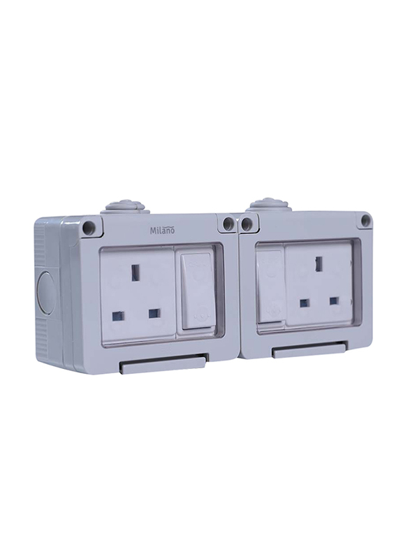 Milano Water-Proof 13A 2Gang Switched Single Socket, White