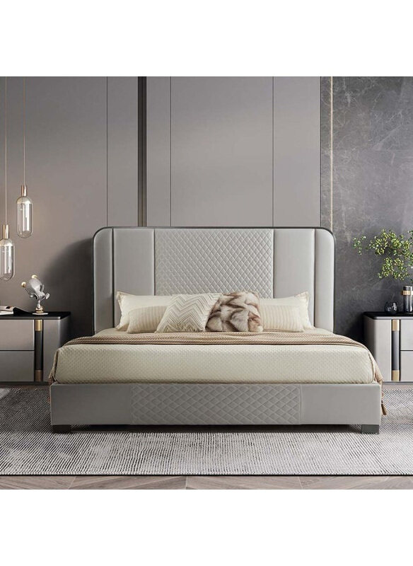 

Danube Home Cornell King Bed, Light Grey/Brushed Gun Metal