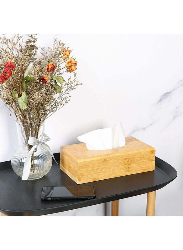 

Danube Home Aaron Bamboo Tissue Box, Nature